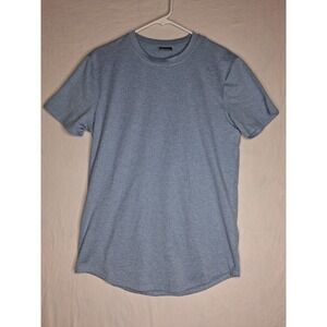 Caliville Mens T Shirt Medium Heather Blue Curved Hem Crew Neck Basic Tee